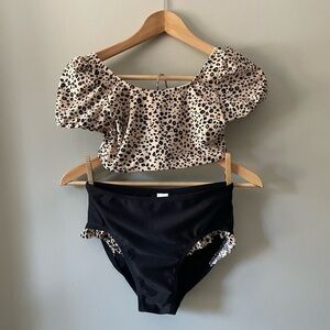 Cat & Jack Leopard Bikini & High-Waist swim set - girls size L, XL